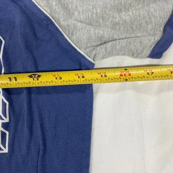 Abercrombie & Fitch Womens Blue Grey Raglan Baseball Graphic T Shirt Medium Y2K - Picture 6 of 7